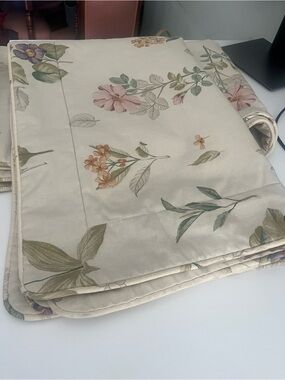 Floral Cream Botanical Pillow shams  set Elegant Pink & Green Design